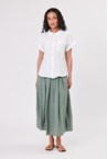 LINEN BELT SKIRT - khaki