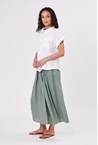 LINEN BELT SKIRT - khaki