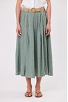 LINEN BELT SKIRT - khaki