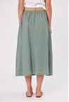 LINEN BELT SKIRT - khaki