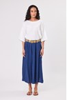 LINEN BELT SKIRT - navy