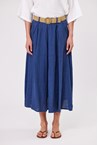 LINEN BELT SKIRT - navy