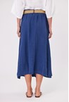 LINEN BELT SKIRT - navy