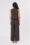 LINEN STRIPE VEST - choc