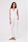 LINEN STRIPE VEST - white