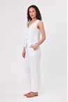 LINEN STRIPE VEST - white