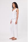 LINEN STRIPE VEST - white