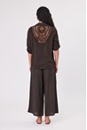 LACE BACK BLOUSE - choc