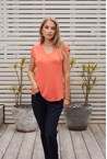 BOSTON ZIP TOP - coral