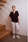 CRYSTAL PLEAT TOP - black