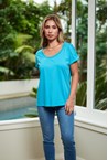 DIAMOND LACE TOP - aqua