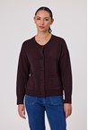 DARBY BTN CARDI - raisin