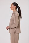 VELOUR RIB COLLAR TOP - mocha