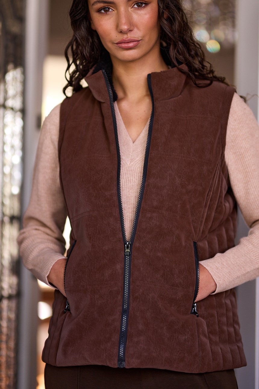 SUEDE QUILT VEST