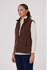 SUEDE QUILT VEST - latte