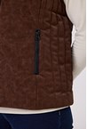 SUEDE QUILT VEST - latte