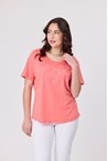 FLORAL PATCH TOP - coral