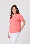 FLORAL PATCH TOP - coral