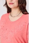 FLORAL PATCH TOP - coral